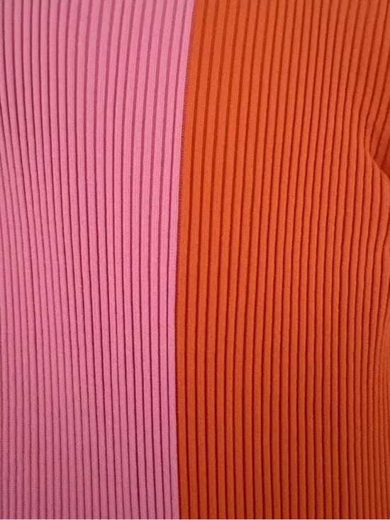 Staud Two-Tone Ribbed Long Dress in Pink & Orange size XS button down midi - Picture 4 of 4
